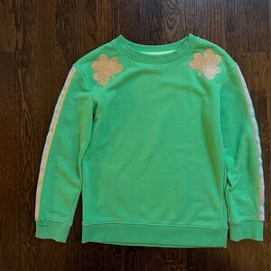 Cat & Jack Green Sweatshirt with Glittery Gold Clovers